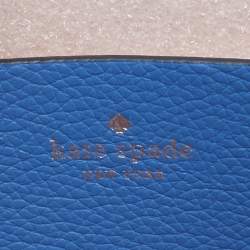 Pre Owned Kate Spade Blue/White Leather Eva Tote