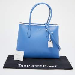 Pre Owned Kate Spade Blue/White Leather Eva Tote