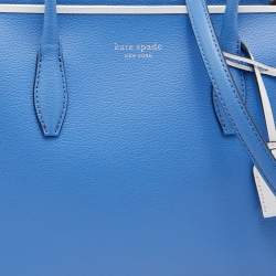Pre Owned Kate Spade Blue/White Leather Eva Tote