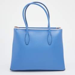 Pre Owned Kate Spade Blue/White Leather Eva Tote