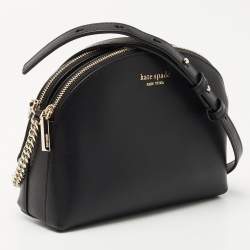 Kate Spade Black Leather Spencer Small Double Zip Crossbody Bag
