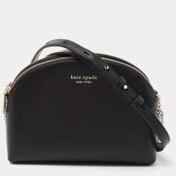 Kate Spade Black Leather Spencer Small Double Zip Crossbody Bag