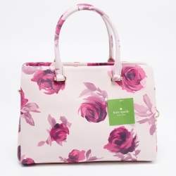 Kate Spade Pink Leather Emerson Place Roses Olivera Satchel
