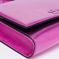 Pre Owned Kate Spade Metallic Pink Leather Cedar Street Cami Crossbody Bag