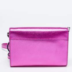 Pre Owned Kate Spade Metallic Pink Leather Cedar Street Cami Crossbody Bag