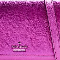 Pre Owned Kate Spade Metallic Pink Leather Cedar Street Cami Crossbody Bag