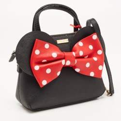 Pre Owned Kate Spade Black Leather Minnie Mouse Satchel 