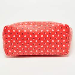 Pre Owned Kate Spade Red/Burgundy Coated Canvas and Leather Shore Street Fiesta Dot Shopper Tote