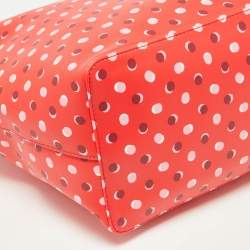 Pre Owned Kate Spade Red/Burgundy Coated Canvas and Leather Shore Street Fiesta Dot Shopper Tote