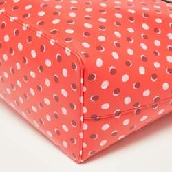 Pre Owned Kate Spade Red/Burgundy Coated Canvas and Leather Shore Street Fiesta Dot Shopper Tote