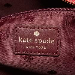 Pre Owned Kate Spade Red/Burgundy Coated Canvas and Leather Shore Street Fiesta Dot Shopper Tote