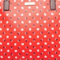 Pre Owned Kate Spade Red/Burgundy Coated Canvas and Leather Shore Street Fiesta Dot Shopper Tote