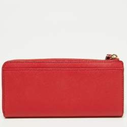 Pre Owned Kate Spade Red Leather Zip Around Wallet