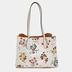Kate Spade White Floral Print Coated Canvas Shopper Tote