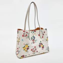 Kate Spade White Floral Print Coated Canvas Shopper Tote