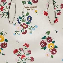 Kate Spade White Floral Print Coated Canvas Shopper Tote