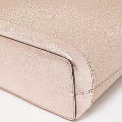Pre Owned Kate Spade Rose Gold Glitter Fabric and Leather Tinsel Tote