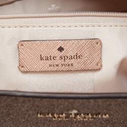 Pre Owned Kate Spade Rose Gold Glitter Fabric and Leather Tinsel Tote