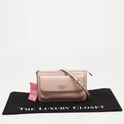 Pre Owned Kate Spade Rose Smoke Pebbled Leather Small Leila Crossbody Bag