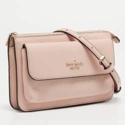 Pre Owned Kate Spade Rose Smoke Pebbled Leather Small Leila Crossbody Bag