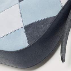 Pre Owned Kate Spade Tri Tone Blue Quilted Leather and Suede North South Leila Crossbody Bag