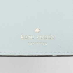 Pre Owned Kate Spade Light Blue Leather Reegan Trifold Wallet