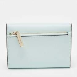Pre Owned Kate Spade Light Blue Leather Reegan Trifold Wallet