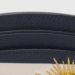 Pre Owned Kate Spade Navy Blue/White Stripe Leather Sunkissed Embellished Card Holder