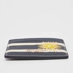 Pre Owned Kate Spade Navy Blue/White Stripe Leather Sunkissed Embellished Card Holder
