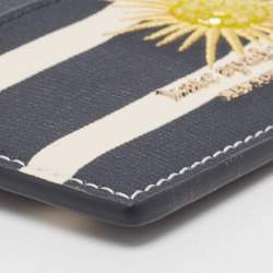 Pre Owned Kate Spade Navy Blue/White Stripe Leather Sunkissed Embellished Card Holder