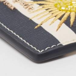 Pre Owned Kate Spade Navy Blue/White Stripe Leather Sunkissed Embellished Card Holder