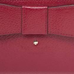 Kate Spade Burgundy Leather Bow Zip Around Wallet