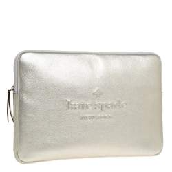 Pre Owned Kate Spade Metallic Gold Leather Laptop Case
