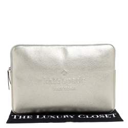 Pre Owned Kate Spade Metallic Gold Leather Laptop Case