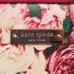 Pre Owned Kate Spade Pink Floral Print Leather Laptop Sleeve 
