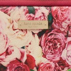 Pre Owned Kate Spade Pink Floral Print Leather Laptop Sleeve 