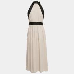 Kate Spade Beige/Black Silk Sleeveless Mini Dress S