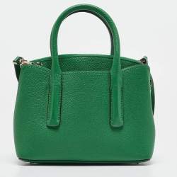 Pre Owned Kate Spade Green Leather Margaux Mini Satchel 