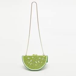 Kate Spade Green Acrylic Slice of Lime Crystals Chain Clutch