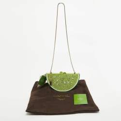 Kate Spade Green Acrylic Slice of Lime Crystals Chain Clutch