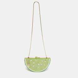 Kate Spade Green Acrylic Slice of Lime Crystals Chain Clutch