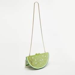 Kate Spade Green Acrylic Slice of Lime Crystals Chain Clutch