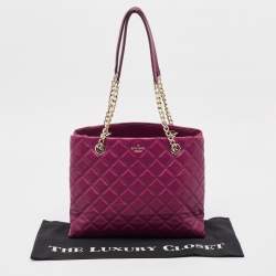 Pre Owned Kate Spade Burgundy Quilted Leather New York Natalia Tote
