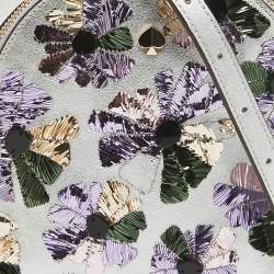 Kate Spade Silver Leather Mini Amelia Floral Convertible Backpack