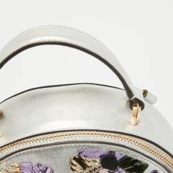 Kate Spade Silver Leather Mini Amelia Floral Convertible Backpack