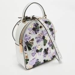 Kate Spade Silver Leather Mini Amelia Floral Convertible Backpack