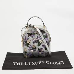 Kate Spade Silver Leather Mini Amelia Floral Convertible Backpack