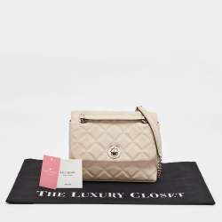 Pre Owned Kate Spade Beige Quilted Leather Natalia Crossbody Bag