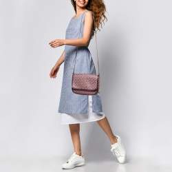Kate Spade Burgundy Printed Coated Canvas Saddle Shoulder Bag