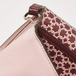 Kate Spade Burgundy Printed Coated Canvas Saddle Shoulder Bag